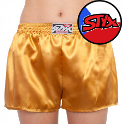 Sárga szatén női boxeralsó Styx klasszikus gumival (L685)
