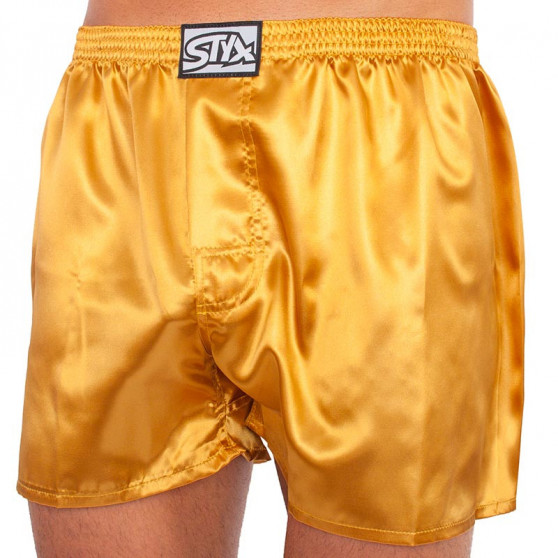 Sárga szatén férfi boxeralsó Styx klasszikus gumival (C685)