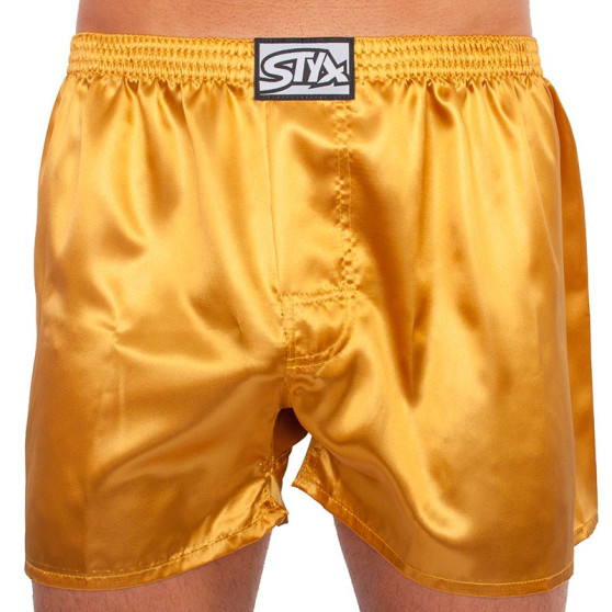 Sárga szatén férfi klasszikus boxeralsó Styx klasszikus gumi (C685)