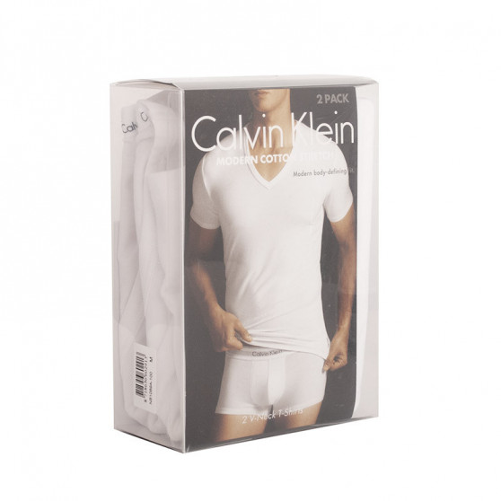 2PACK fehér Calvin Klein férfi póló (NB1089A-100)