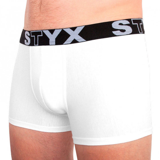 3PACK Nagyméretű fehér férfi boxeralsó Styx sport gumi (R10616161)