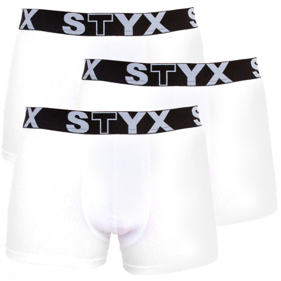 3PACK Nagyméretű fehér férfi boxeralsó Styx sport gumi (R10616161)
