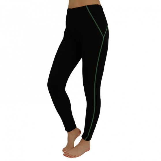 Fekete leggings női VoXX zöld csíkkal (1149--)