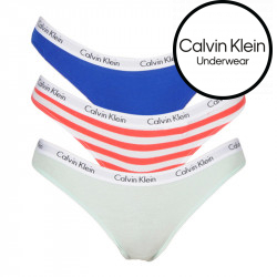 3PACK Nagyméretű tarka Calvin Klein női tanga (QD3800E-W5N)