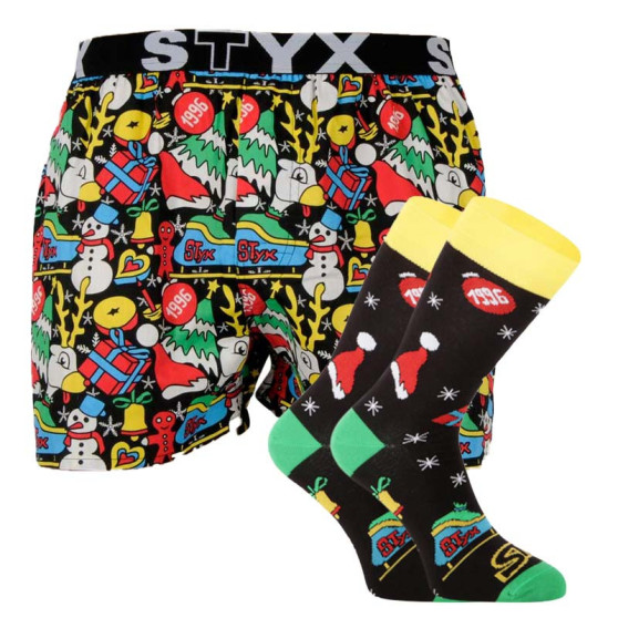 Styx Karácsony  art férfi klasszikus boxeralsó sport gumi és zokni (BH1258)