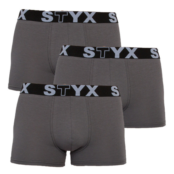 3PACK Nagyméretű sötét szürke férfi boxeralsó Styx sport gumi (R10636363)