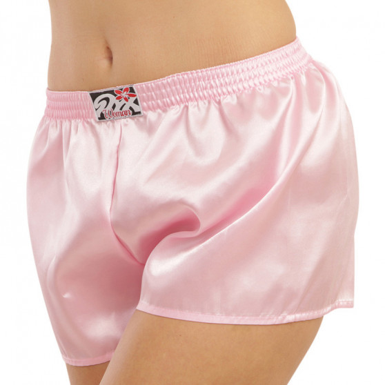 Rózsaszín szatén női boxeralsó Styx klasszikus gumi (L1160)