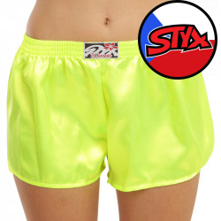 Neon zöld szatén női boxeralsó Styx klasszikus gumival (L1161)