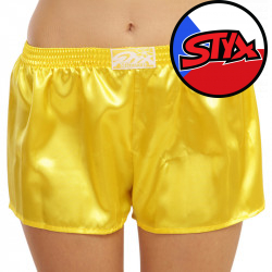 Sárga szatén női boxeralsó Styx klasszikus gumival (L1068)
