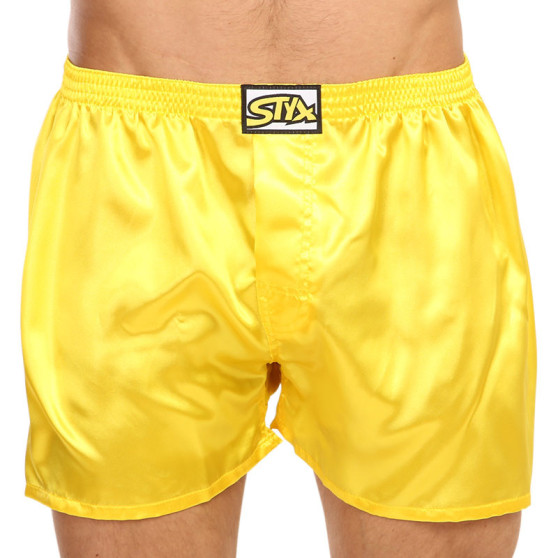 Sárga szatén férfi klasszikus boxeralsó Styx klasszikus gumi (C1068)