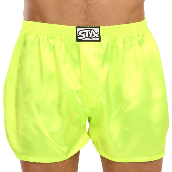 Neon zöld szatén férfi klasszikus boxeralsó Styx klasszikus gumi (C1161)