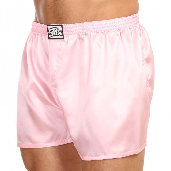 Rózsaszín szatén Férfi klasszikus boxeralsó Styx klasszikus gumival (C1160)