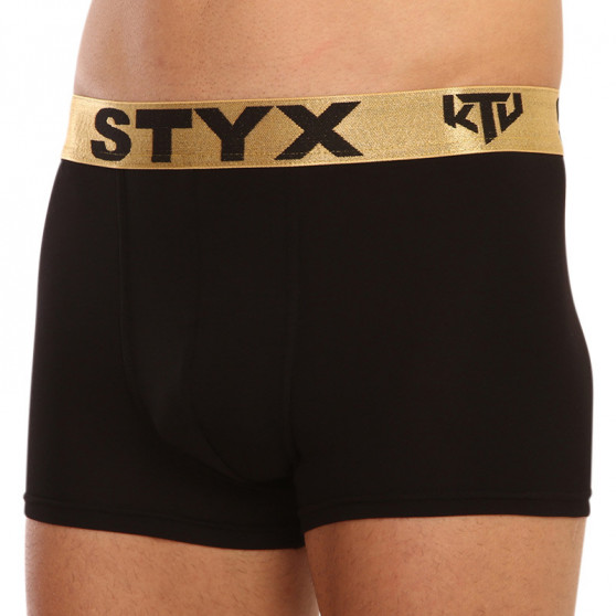 Fekete férfi boxeralsó Styx / KTV sport gumival - arany gumi (GTZ960)