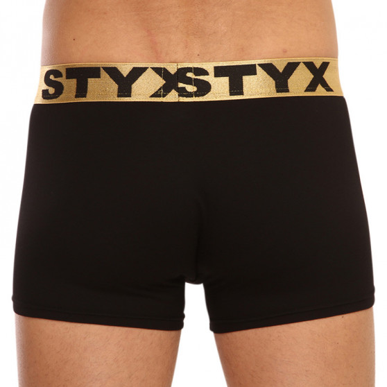Fekete férfi boxeralsó Styx / KTV sport gumi - arany gumi (GTZ960)