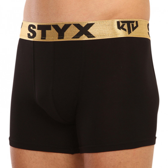 Fekete long férfi boxeralsó Styx / KTV sport gumival - arany gumi (UTZ960)