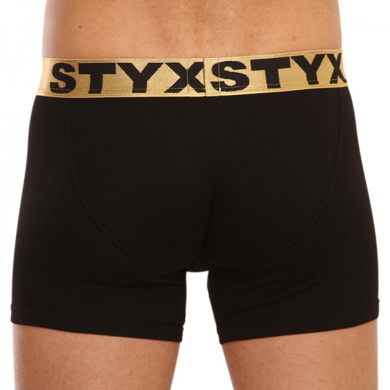 Fekete long férfi boxeralsó Styx / KTV sport gumival - arany gumi (UTZ960)