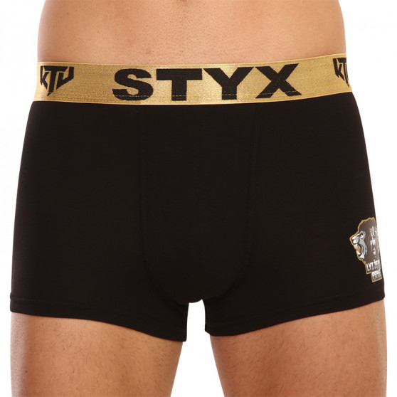 Fekete férfi boxeralsó Styx / KTV sport gumival - arany gumi (GTZL960)