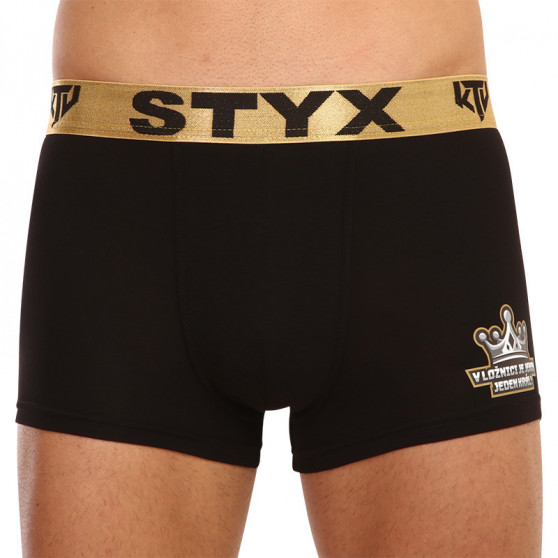Fekete férfi boxeralsó Styx / KTV sport gumi - arany gumi (GTZK960)