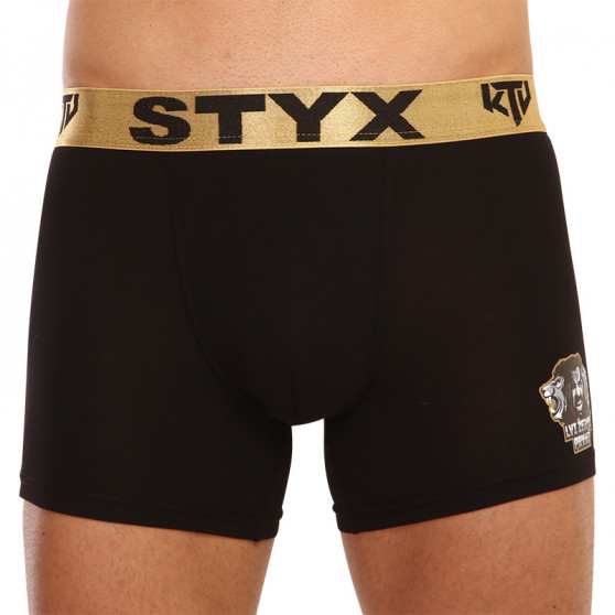 Fekete long férfi boxeralsó Styx / KTV sport gumival - arany gumi (UTZL960)