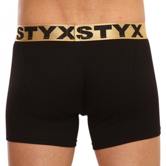 Fekete long férfi boxeralsó Styx / KTV sport gumival - arany gumi (UTZL960)