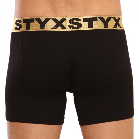 Fekete long férfi boxeralsó Styx / KTV sport gumi - arany gumi (UTZK960)