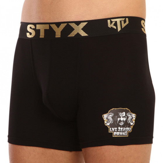 Fekete long férfi bokszer Styx / KTV sport gumival - fekete gumi (UTCL960)