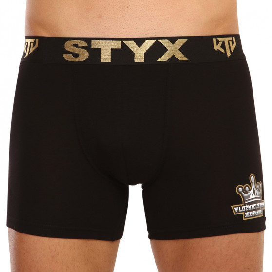 Fekete long férfi bokszer Styx / KTV sport gumival - fekete gumi (UTCK960)