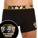 Fekete long férfi boxeralsó Styx / KTV sport gumi - arany gumi (UTZL960)