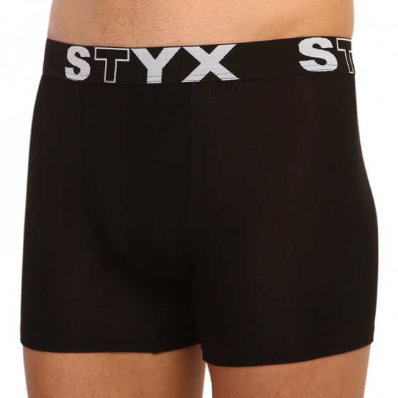 3PACK Fekete long férfi boxeralsó Styx sport gumi (U9606162)