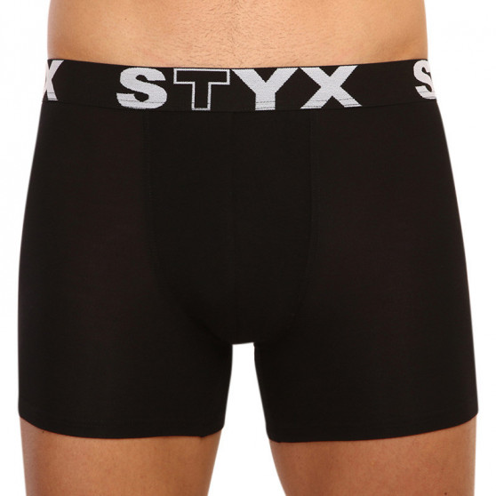 3PACK Fekete long férfi bokszer Styx sport gumival (U9606162)