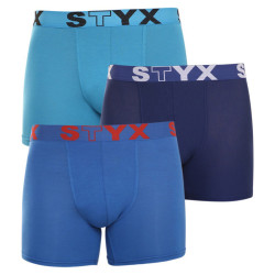 3PACK Kék long férfi boxeralsó Styx sport gumival (U9676869)