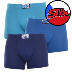 3PACK Kék long férfi boxeralsó Styx klasszikus gumival (F9676869)