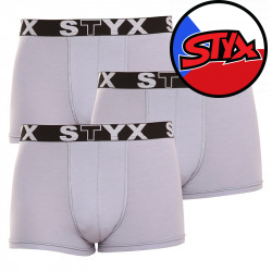 3PACK Szürke férfi boxeralsó Styx sport gumival (G10676767)