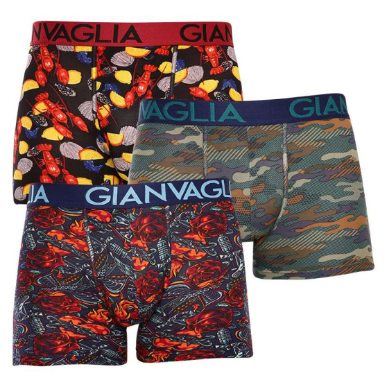 3PACK többszínű Gianvaglia férfi boxeralsó (GVG-5506)