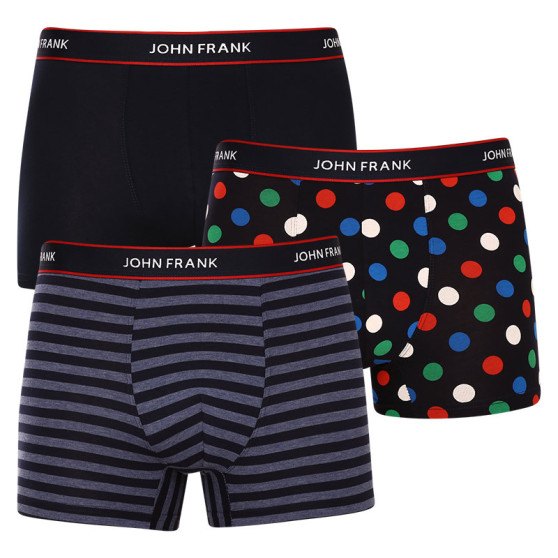 3PACK többszínű John Frank férfi boxeralsó (JF3BNSB03)