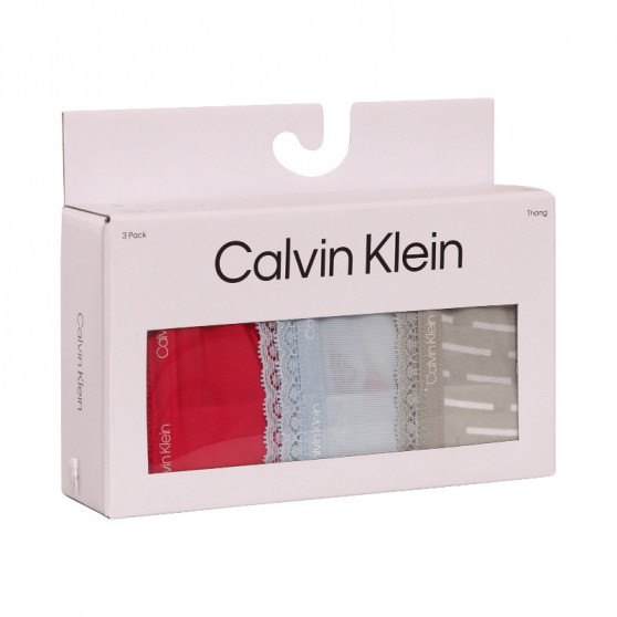 3PACK tarka Calvin Klein női tanga (QD3802E-6VW)