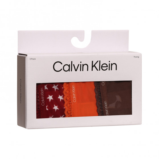 3PACK tarka Calvin Klein női tanga (QD3802E-65K)