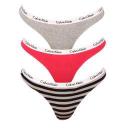 3PACK nagyméretű tarka Calvin Klein női tanga (QD3800E-658)