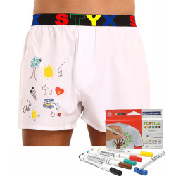 Férfi klasszikus boxeralsó Styx sport gumi fehér  + textil markerek (BF1061)