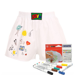 Gyerek klasszikus boxeralsó Styx klasszikus gumi fehér + textil jelölések (JF1061)