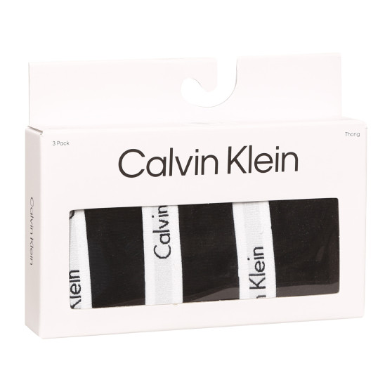 3PACK Fekete Calvin Klein női tanga (QD3587E-001)
