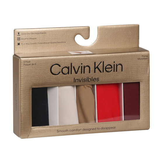 5PACK női tanga Calvin Klein varrás nélküli többszínű (QD5147E-HW1)