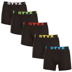 5PACK Fekete long férfi boxeralsó Styx sport gumi (5U9601)
