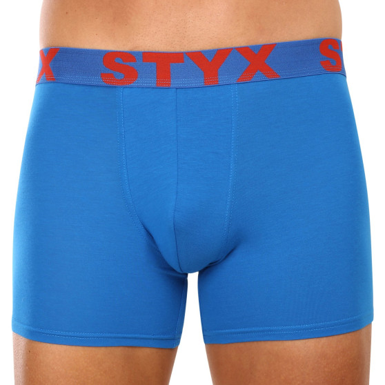 3PACK Kék long férfi boxeralsó Styx sport gumi (3U1167)