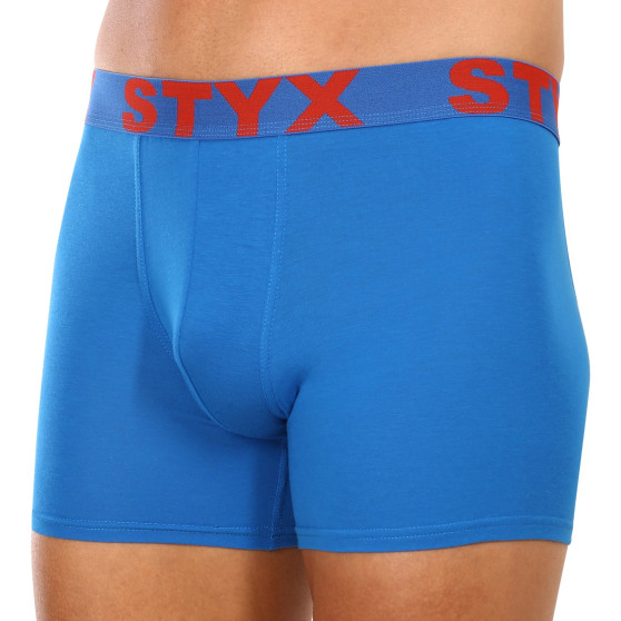 3PACK Kék long férfi boxeralsó Styx sport gumi (3U1167)
