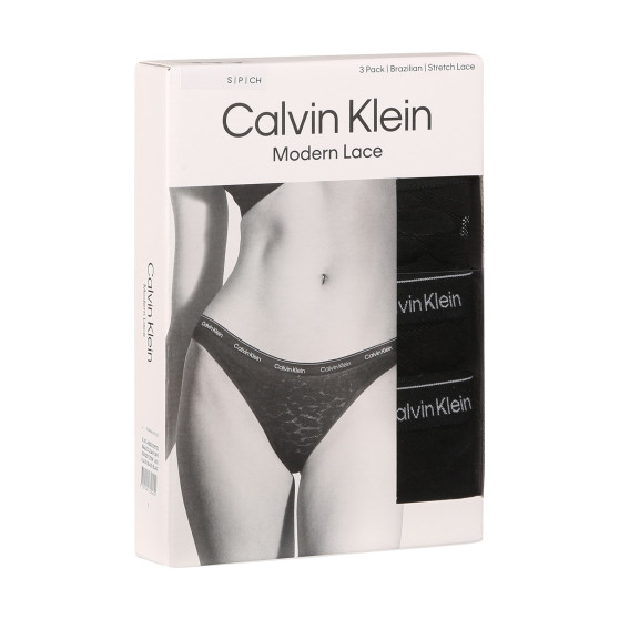 3PACK fekete Calvin Klein női brazil alsó (QD5225E-UB1)