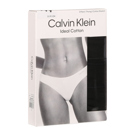 3PACK Fekete Calvin Klein női tanga (QD5217E-UB1)