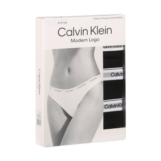 3PACK fekete Calvin Klein női tanga (QD5209E-UB1)