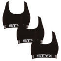 3PACK női melltartó Styx sport fekete (3IP0960)