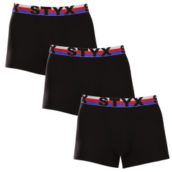 3PACK férfi boxeralsó Styx sport elasztikus fekete trikolor fekete trikolor (3G1960)